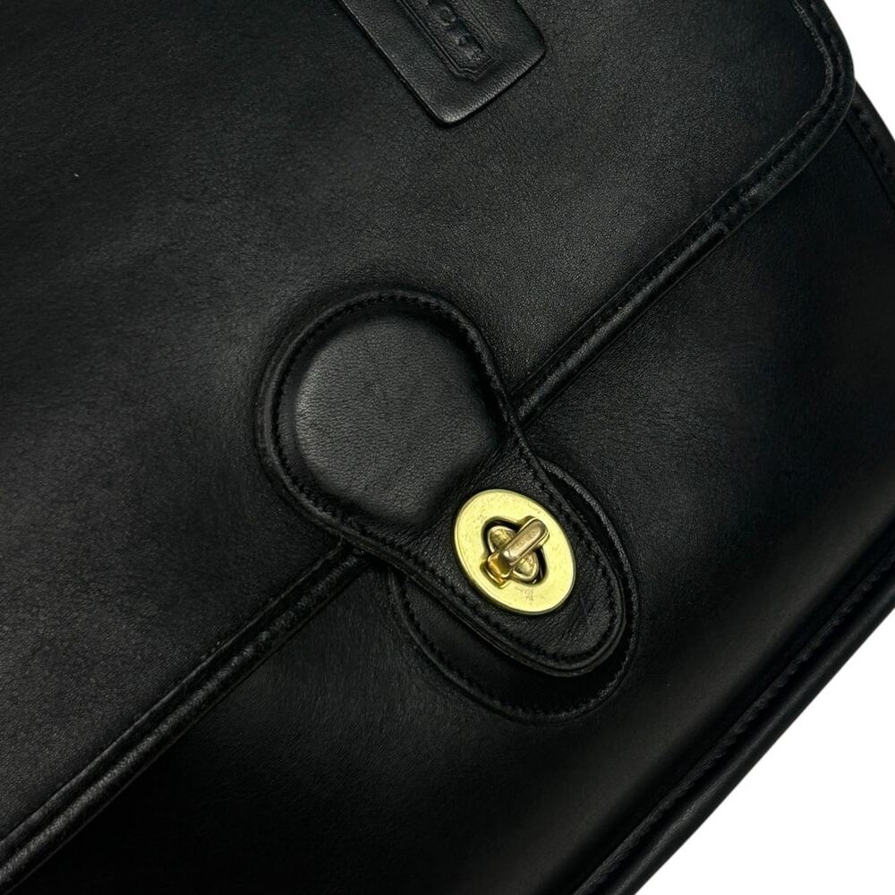 Coach Vintage Made in USA Blck Glovetanned Leather Willis Top Handle Satchel - Picture 7 of 10